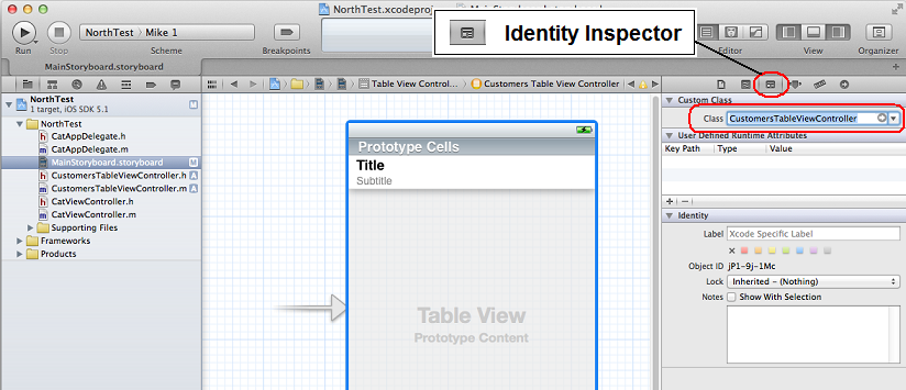 Linking our Table View controller with the code-behind files.